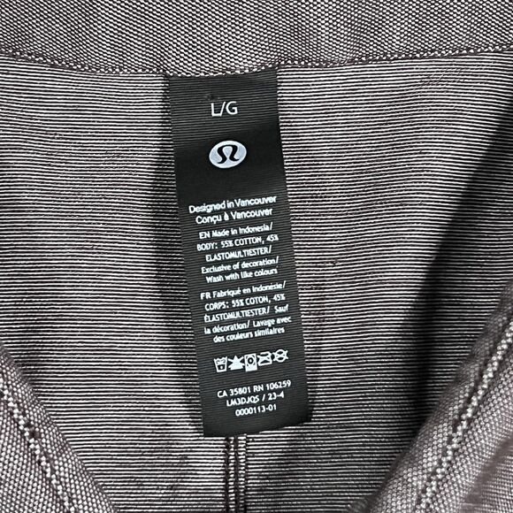 Mens Lululemon Commission Long Sleeve Button Up Shirt Large Gray Stretch - Picture 7 of 14